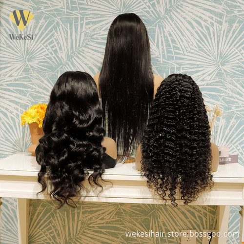 100% Brazilian Virgin Human Hair Transparent Swiss Lace Wig HD Body Wave Curly Lace Front wigs for Black Women